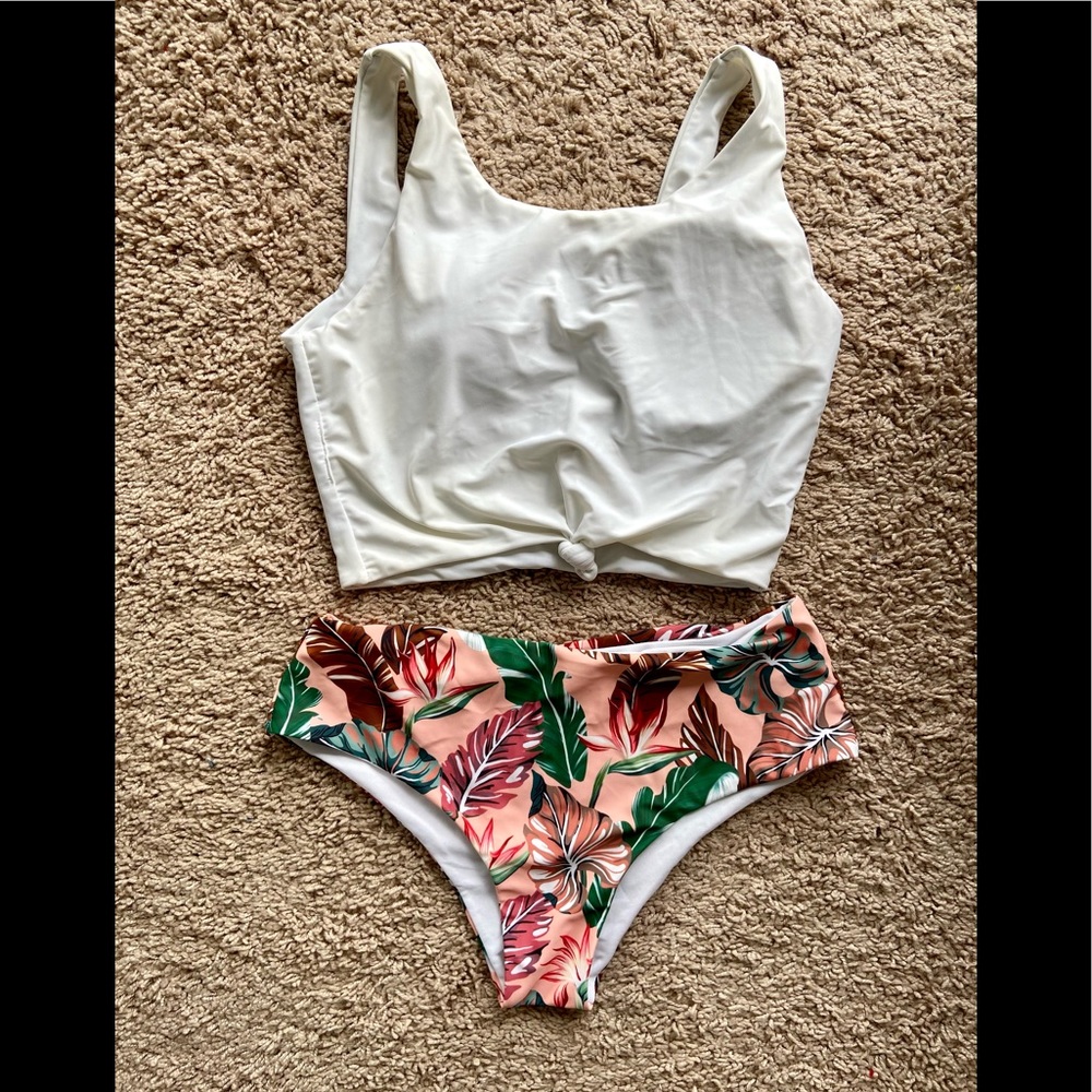 Zaful crop top and mid-rise bikini bottom set